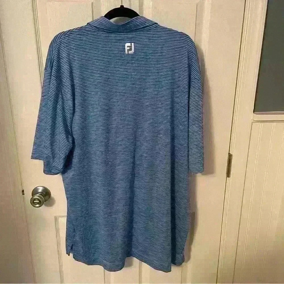 Foot Joy Golf Polo Performance Logo Blue Striped Mens Size 2XL XXL - Picture 5 of 9